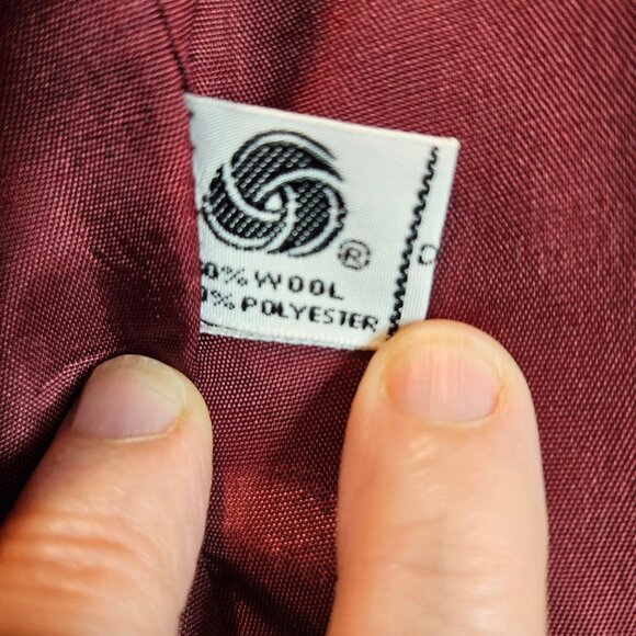 Vintage Saville Womens 8 Burgundy Wool Blazer Skirt Suit Set Career Professional - Picture 6 of 15